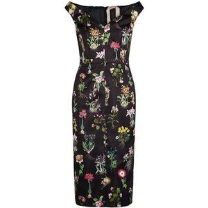 NWT No. 21 DONNA Floral-print Off-the-shoulder Satin Dress Size Small 4